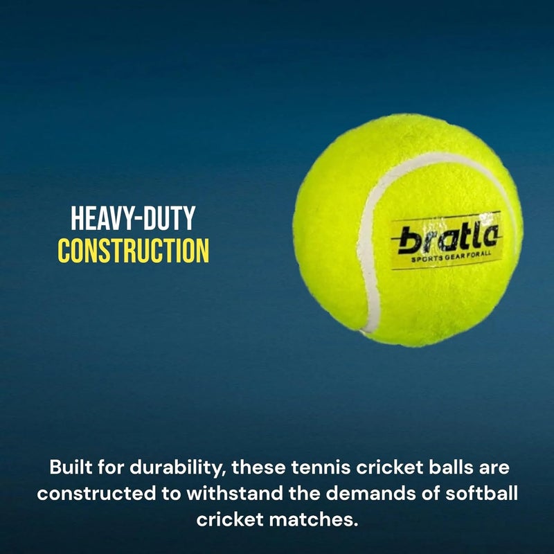 Bratla Heavy Tennis Cricket Ball 120-130g - Pack of 6 | Hard Tennis Balls for Softball Cricket Games - Image 2